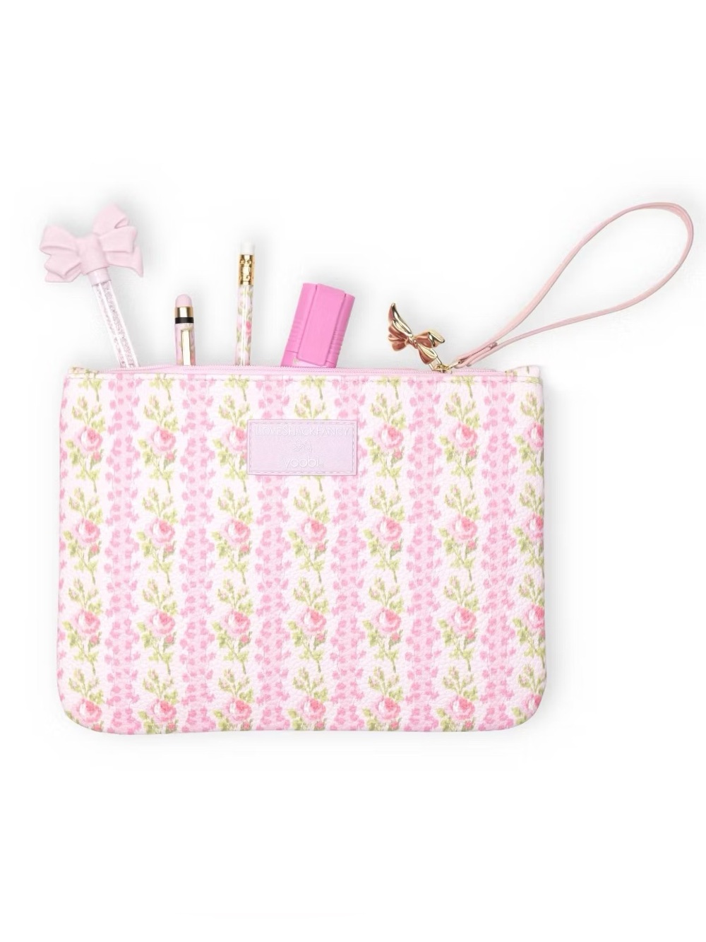 LoveShackFancy Blooming Heirloom Pencil Case with Strap Strawberry Macaroon
